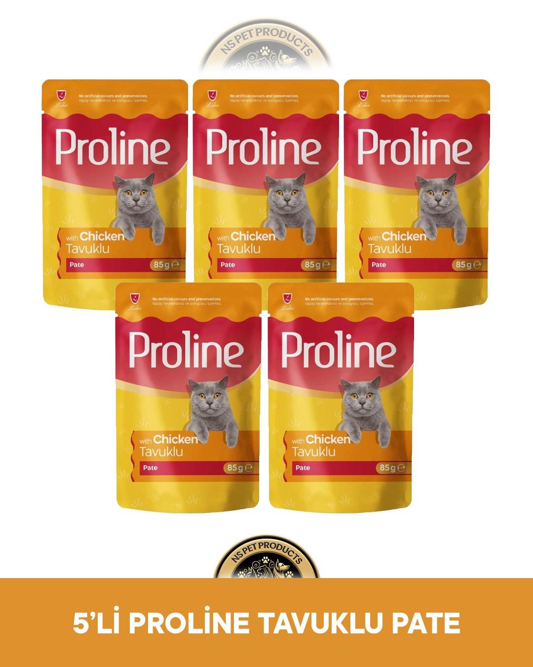 Proline Pouch Pate Tavuklu Yaş Kedi Maması Seti 5x85 gr