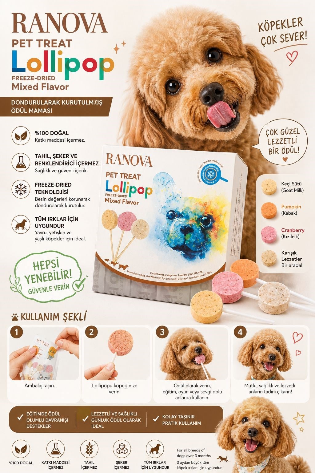 Ranova Köpekler İçin Karışık Lezzetli Lolipop 6x 8 g - Ödül ve Atıştırmalık