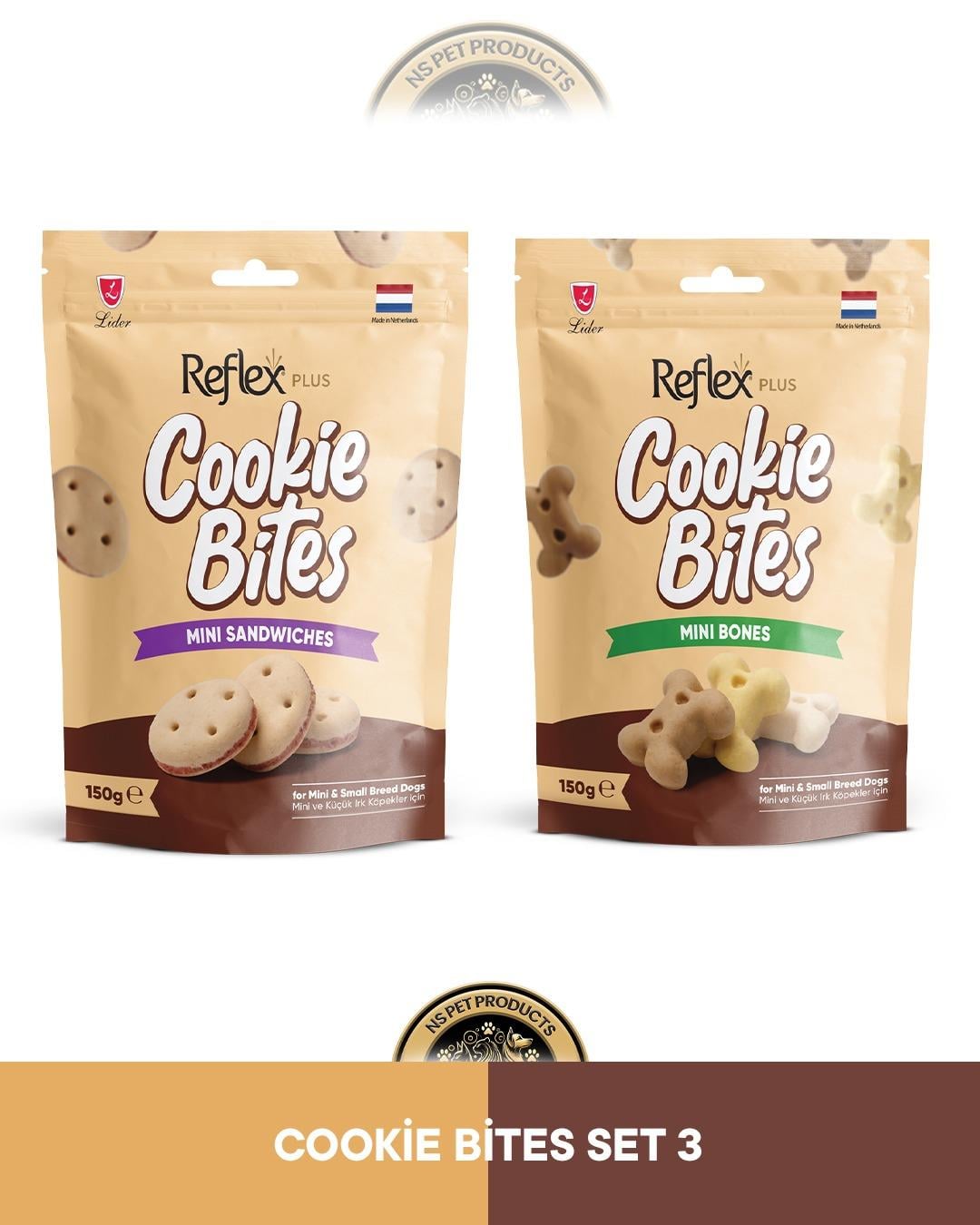 Reflex Cookie Bites Mini Sandwiches & Mini Bones Köpek Ödül Maması Seti 2x150 gram