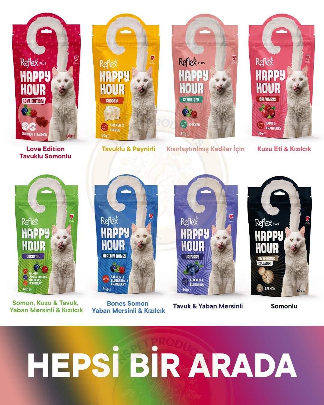 Reflex Happy Hour 8li Kedi Hepsi Bir Arada 8x60gr