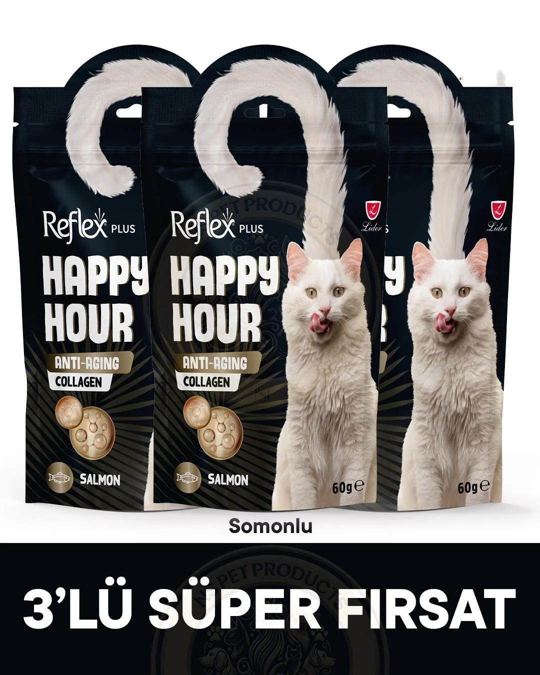 Reflex Happy Hour Anti-Aging Collagen Kedi Ödül Maması 3lü Fırsat 3x60gr