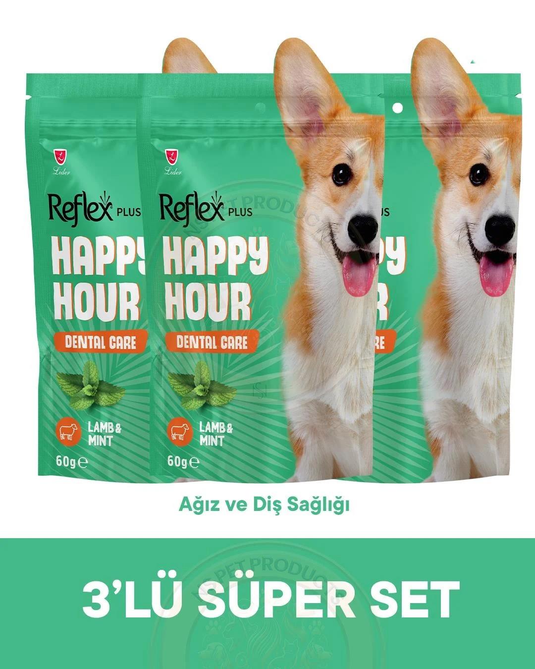Reflex Happy Hour Dental Care Ağız ve Diş Bakımı için Destekleyici Köpek Ödül Maması 3lü Fırsat 3x60gr