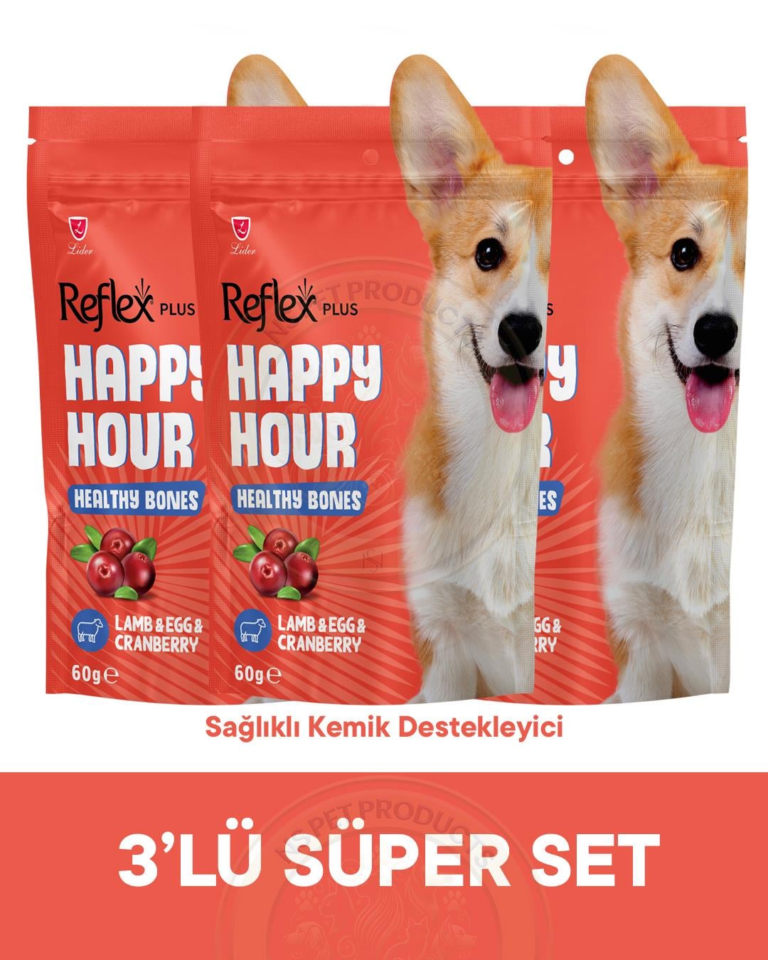 Reflex Happy Hour Healthy Bones - Kemikler için Destekleyici Köpek Ödül Maması 3lü Fırsat 3x60gr