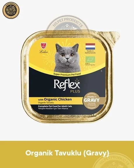 Reflex Plus Alutray Pate Msc Morina Balıklı Kısırlaştırılmış Yetişkin & Alutray Sos İçinde Organik Tavuklu Yetişkin & Alutray Pate Msc Ringa ve Msc Morina Balıklı Yetişkin Kedi Maması Seti 3x85 gram