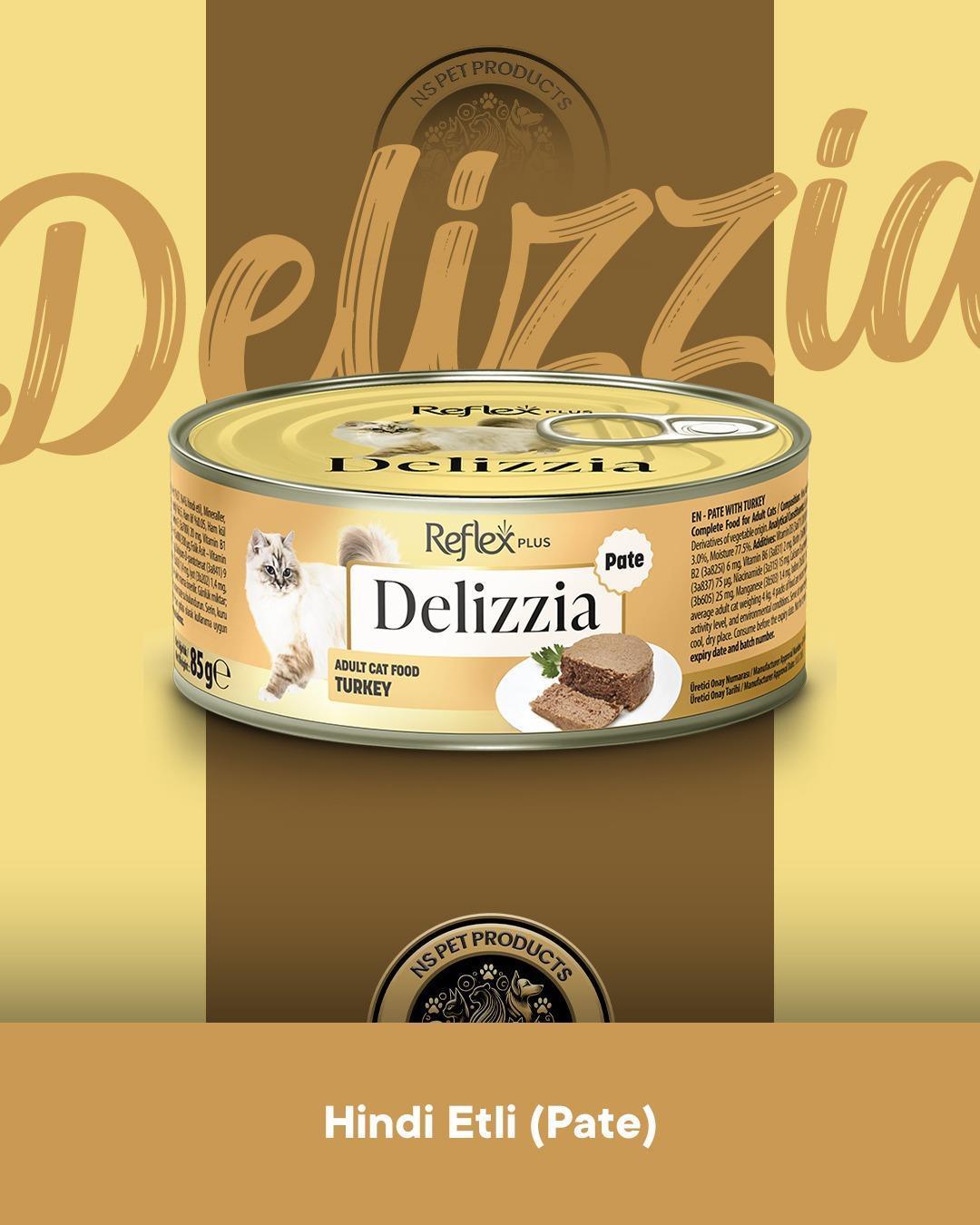 Reflex Plus Delizzia Hindi Etli Pate & Somonlu-Tavuklu Gravy Yetişkin Kedi Maması Seti 2x85 gram