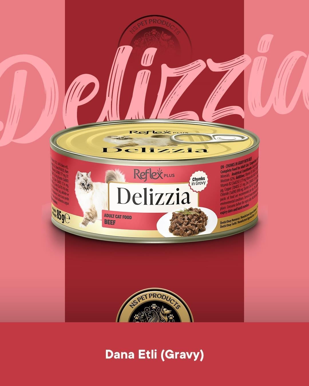 Reflex Plus Delizzia Yetişkin Dana Etli Gravy Kedi Maması 6x85 gram