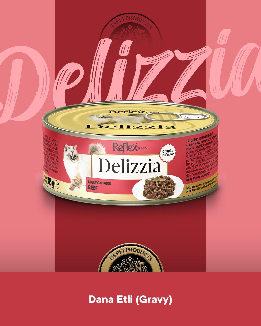 Reflex Plus Delizzia Yetişkin Dana Etli Gravy Kedi Maması 6x85 gram