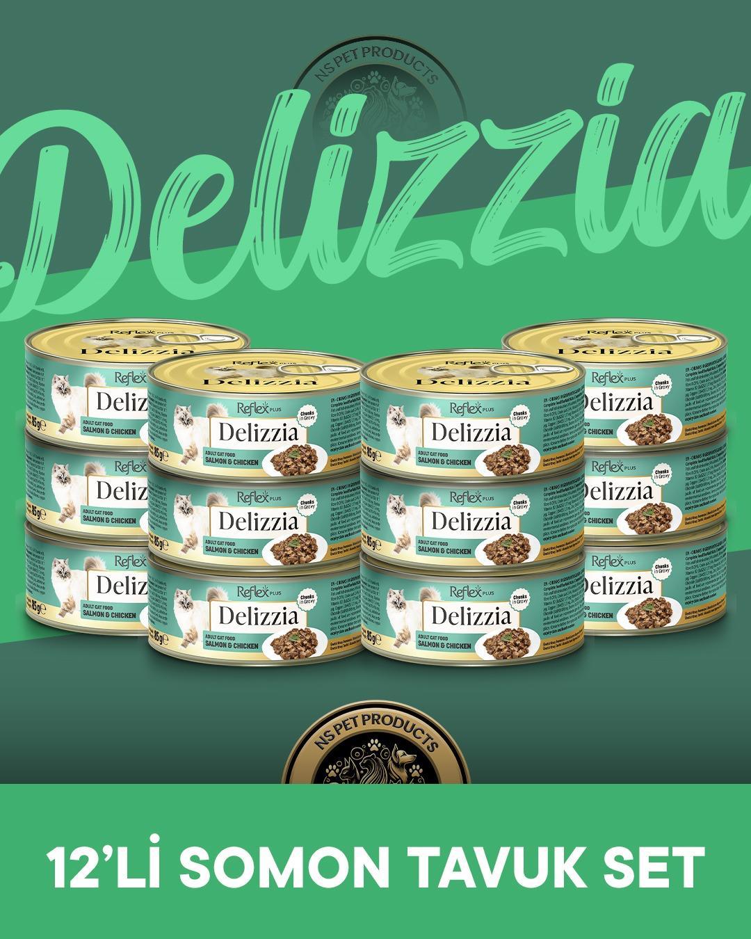 Reflex Plus Delizzia Yetişkin Somonlu-Tavuklu Gravy Kedi Maması 12x85 gram