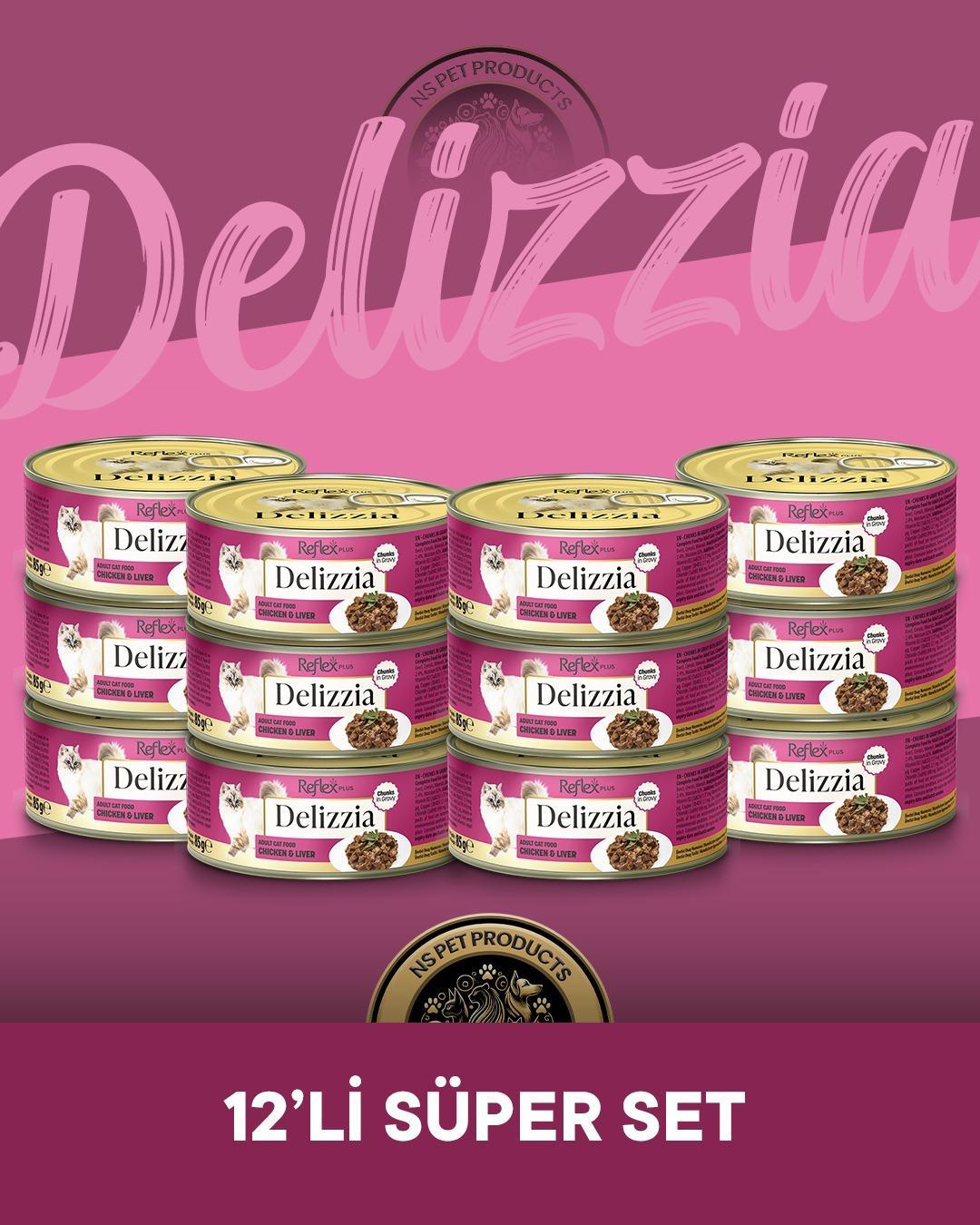 Reflex Plus Delizzia Yetişkin Tavuklu-Ciğerli Gravy Kedi Maması 12x85 gram