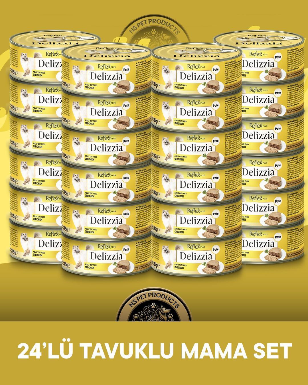 Reflex Plus Delizzia Yetişkin Tavuklu Pate Kedi Maması 24x85 gram