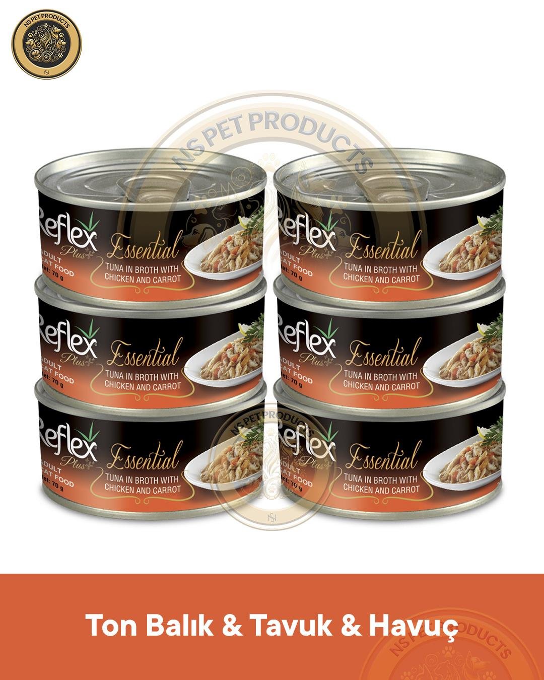 Reflex Plus Essential Kedi Ton Balıklı&Havuç&Tavuk 6X70gr