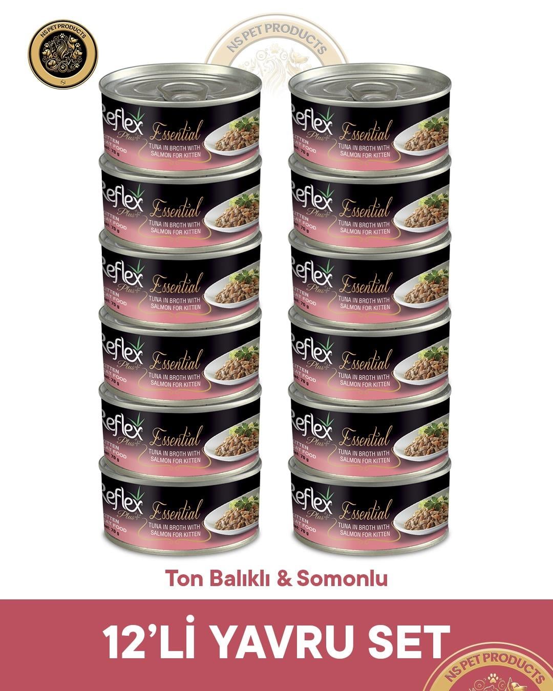 Reflex Plus Essential Yavru Kedi Ton Balıklı Somonlu - 12x70gr