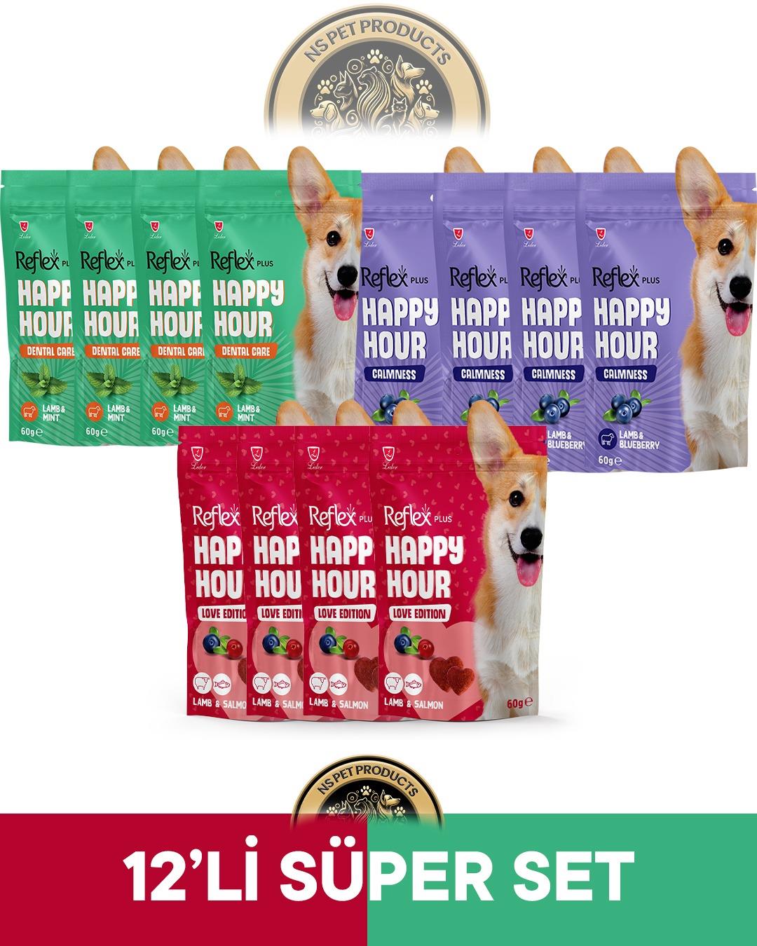 Reflex Plus Happy Hour 12'li Köpek Maması Süper Set 12x60gr