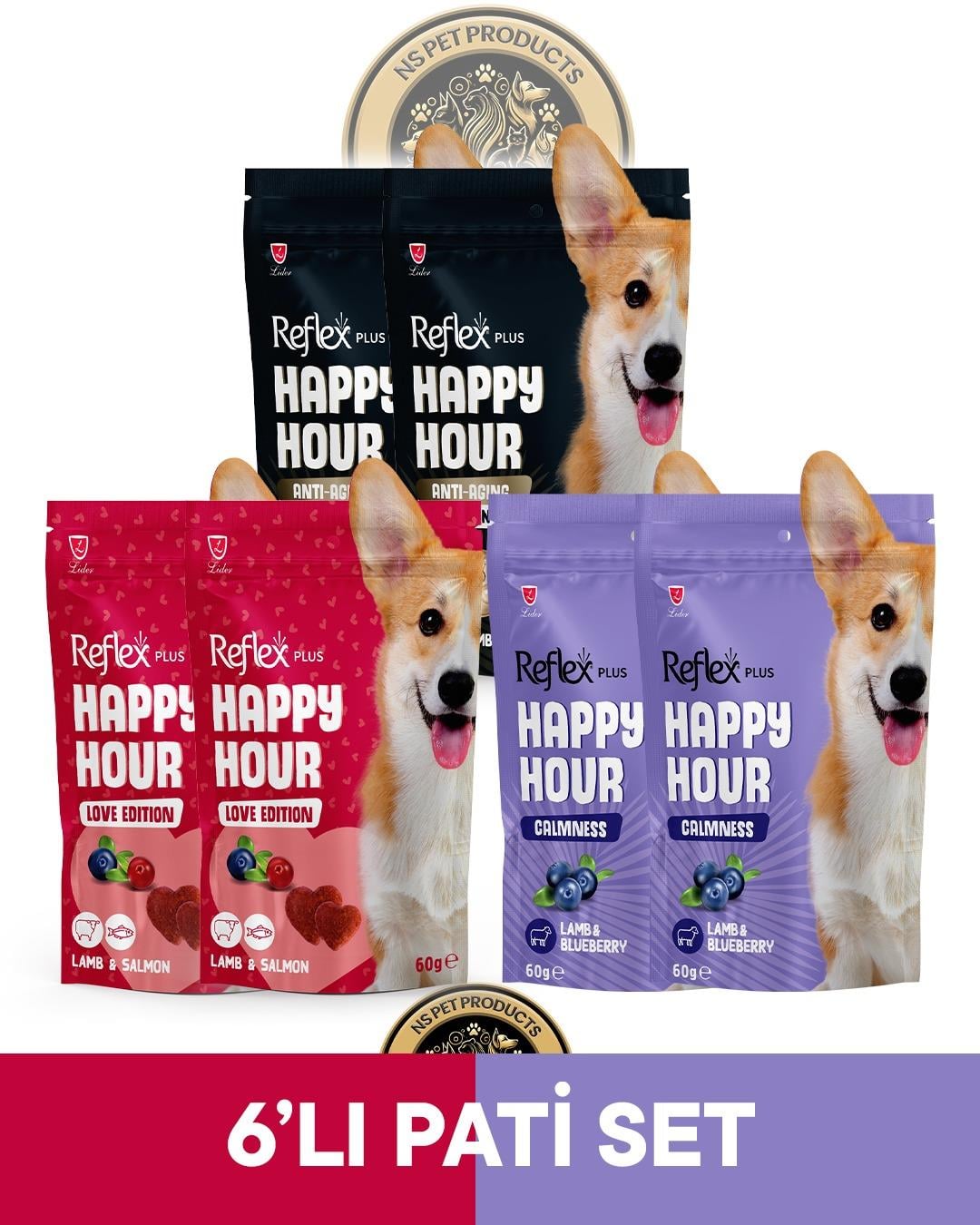 Reflex Plus Happy Hour 8'li Köpek Maması Pati Set 2 / 8x60gr