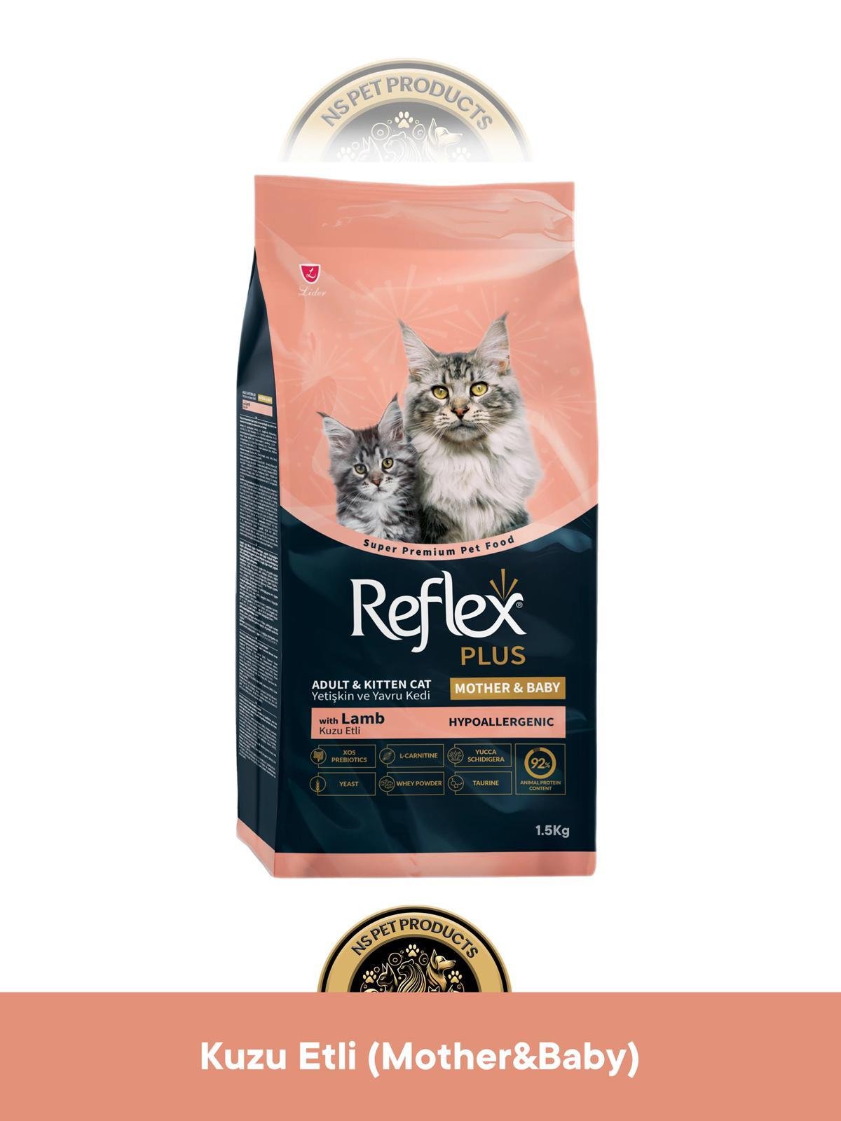 Reflex Plus Hypoallergenic Mother and Baby Kuzu Etli Yetişkin ve Yavru Kedi Maması 1.5 kg