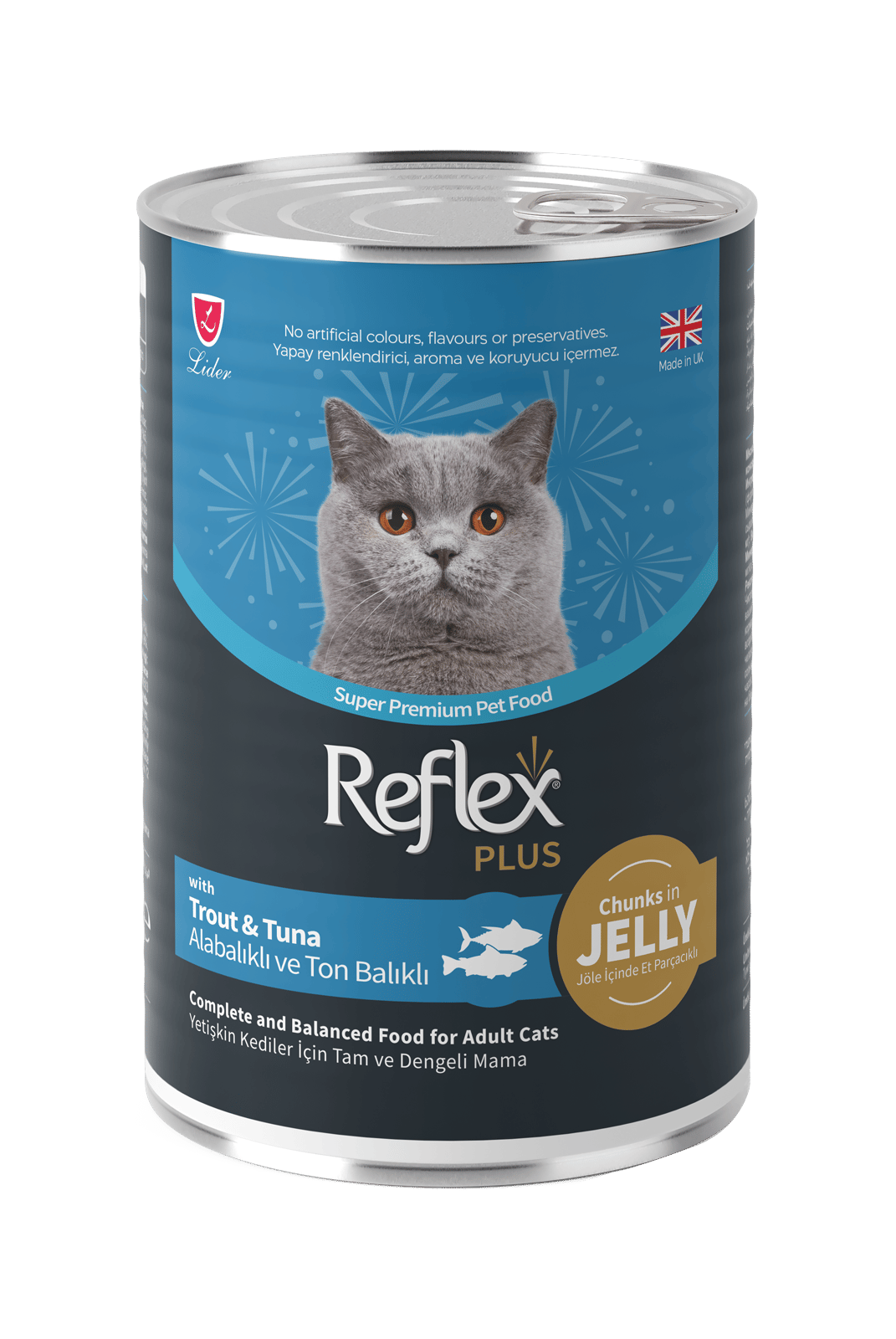 Reflex Plus Jöle İçinde Et Parçacıklı Alabalıklı ve Ton Balıklı Yetişkin Kedi Maması 3X400gr