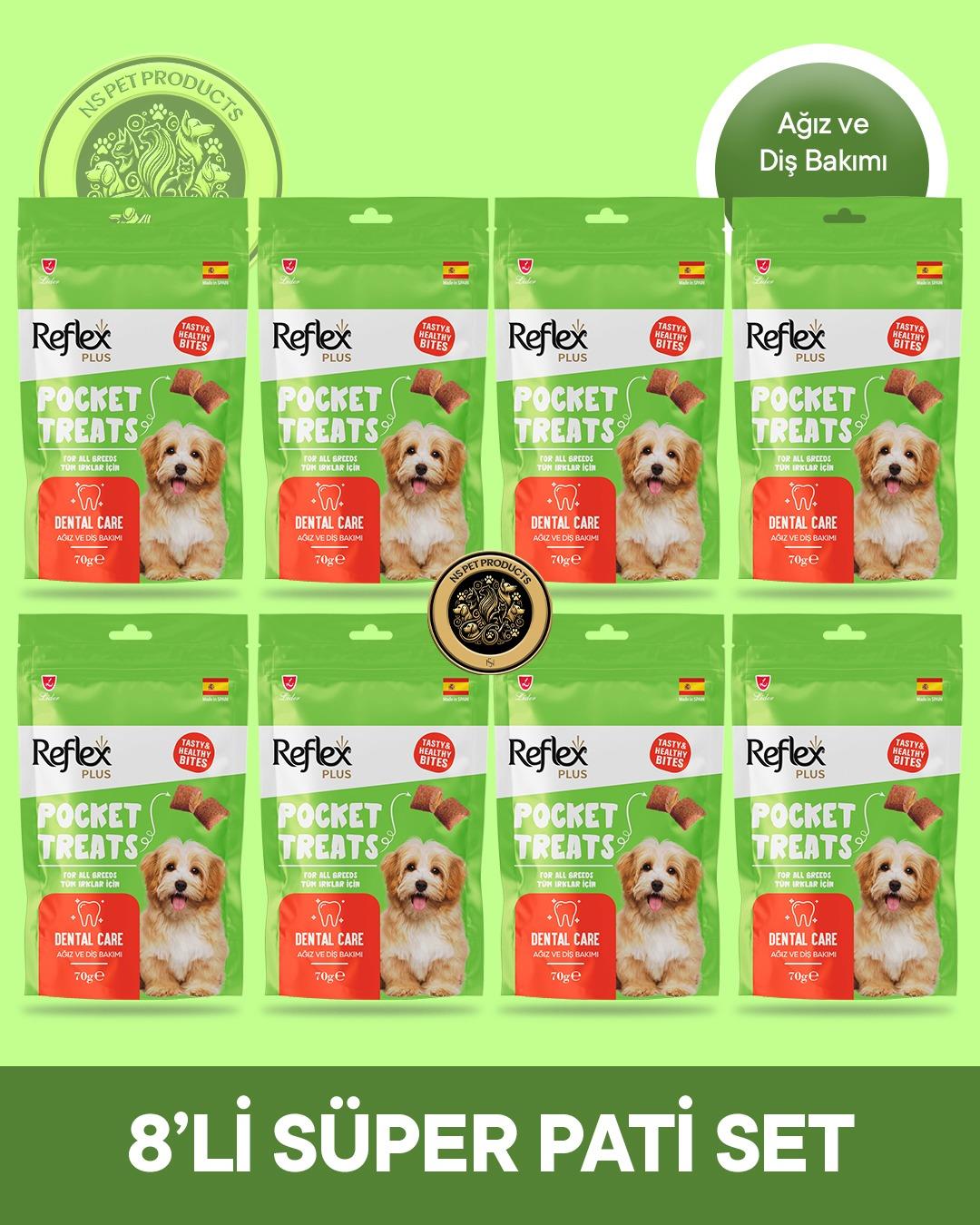 Reflex Plus Pocket Treats Ağız Ve Diş Bakımı Köpek Maması 8'li Süper Pati Set 8x70 gr