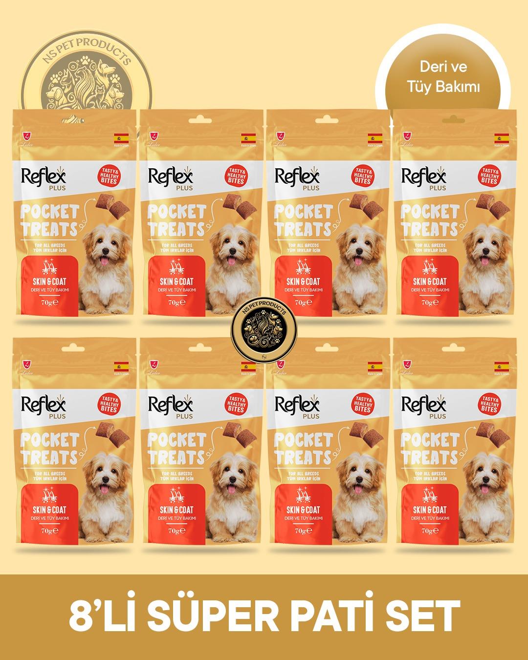 Reflex Plus Pocket Treats Deri Ve Tüy Bakımı Köpek Maması 8'li Süper Pati Set 8x70 gr