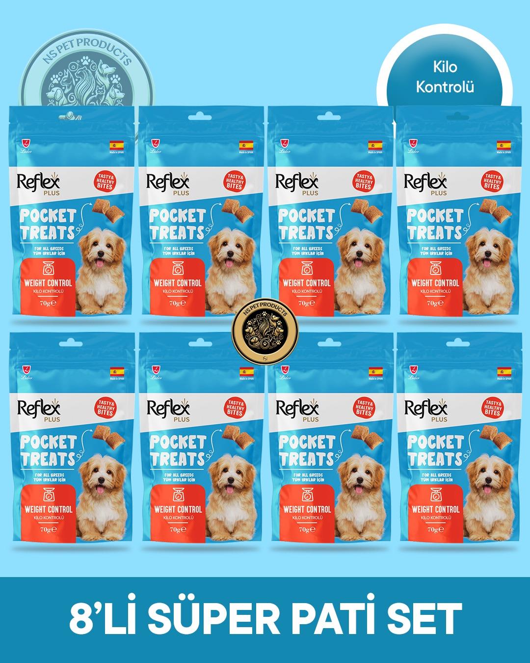 Reflex Plus Pocket Treats Kilo Kontrolü Köpek Maması 8'li Süper Pati Set 8x70 gr