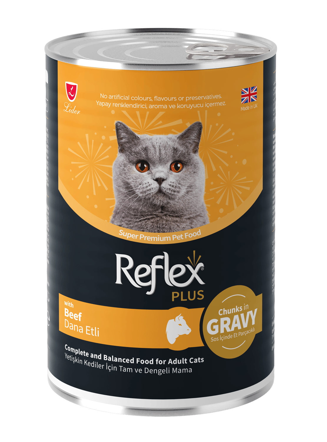 Reflex Plus Sos İçinde Et Parçacıklı Dana Etli Yetişkin Kedi Maması 3X400gr