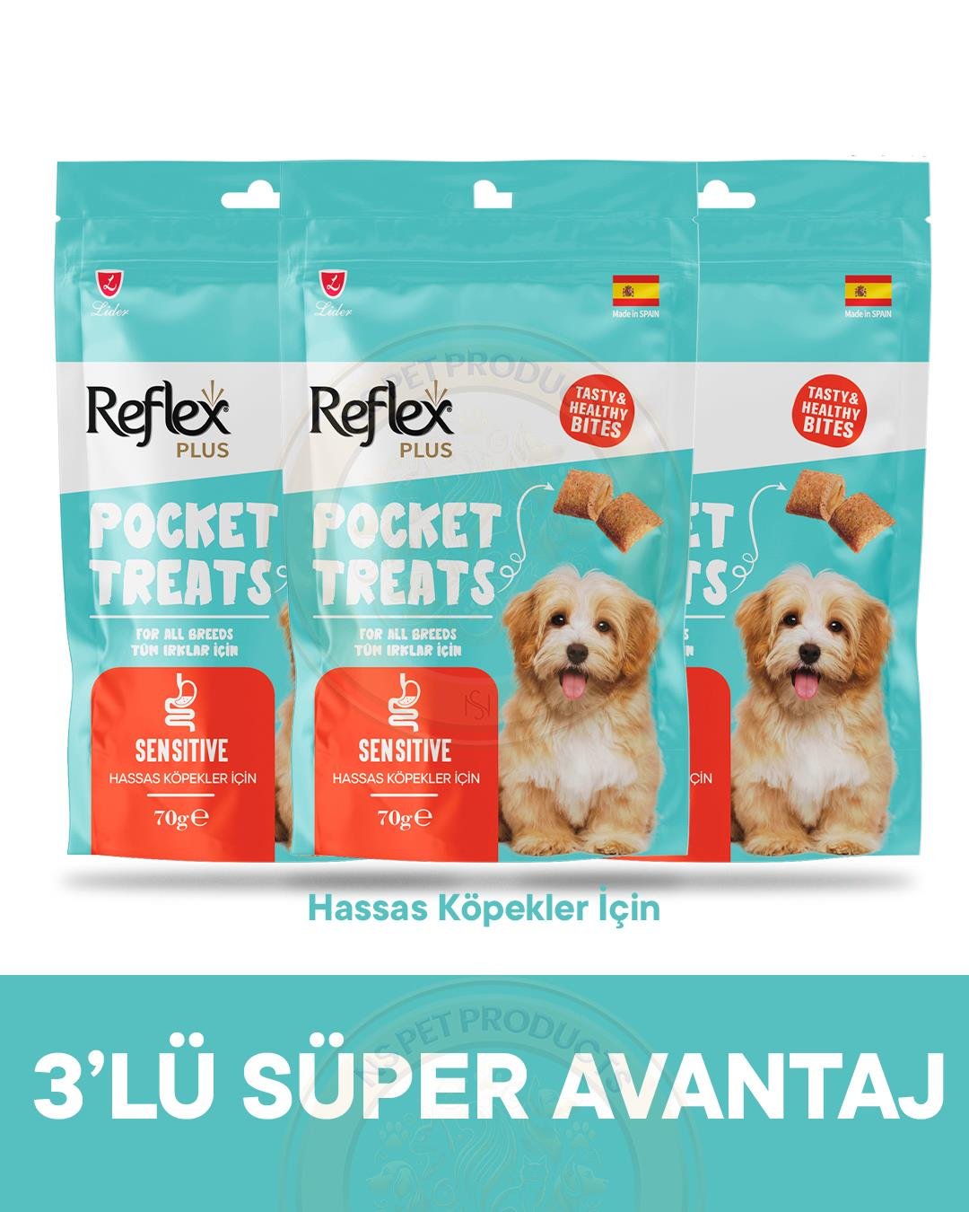 Reflex Pocket Treats Hassas Köpekler İçin Köpek Ödül Maması 3lü Fırsat 3x70gr