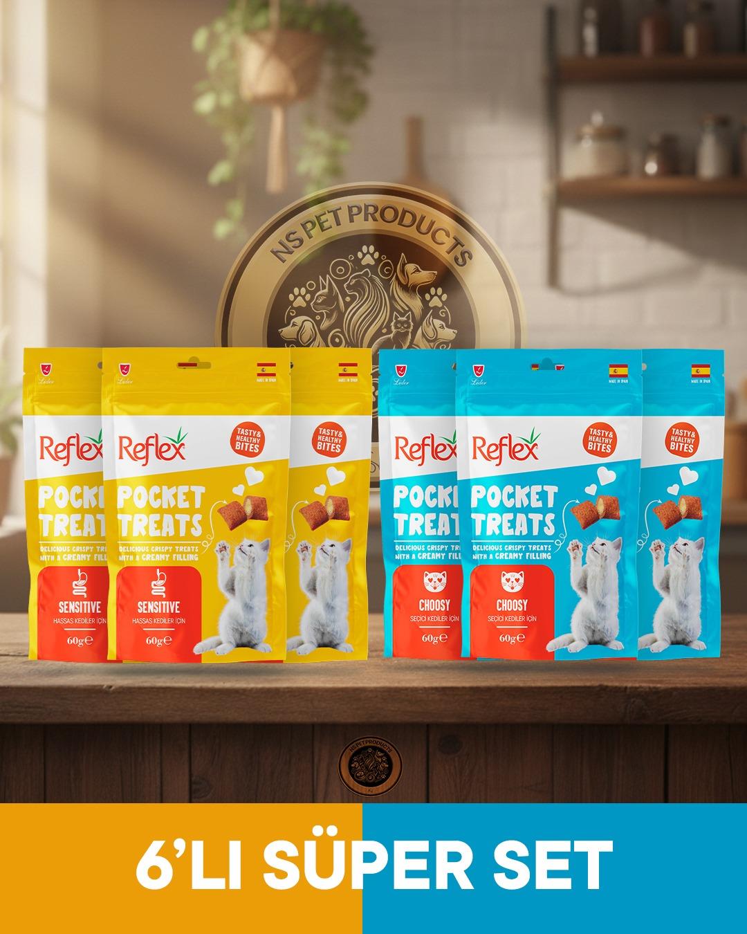 Reflex Pocket Treats Kedi 6'lı Set Choosy ve Sensitive - 6x70gr