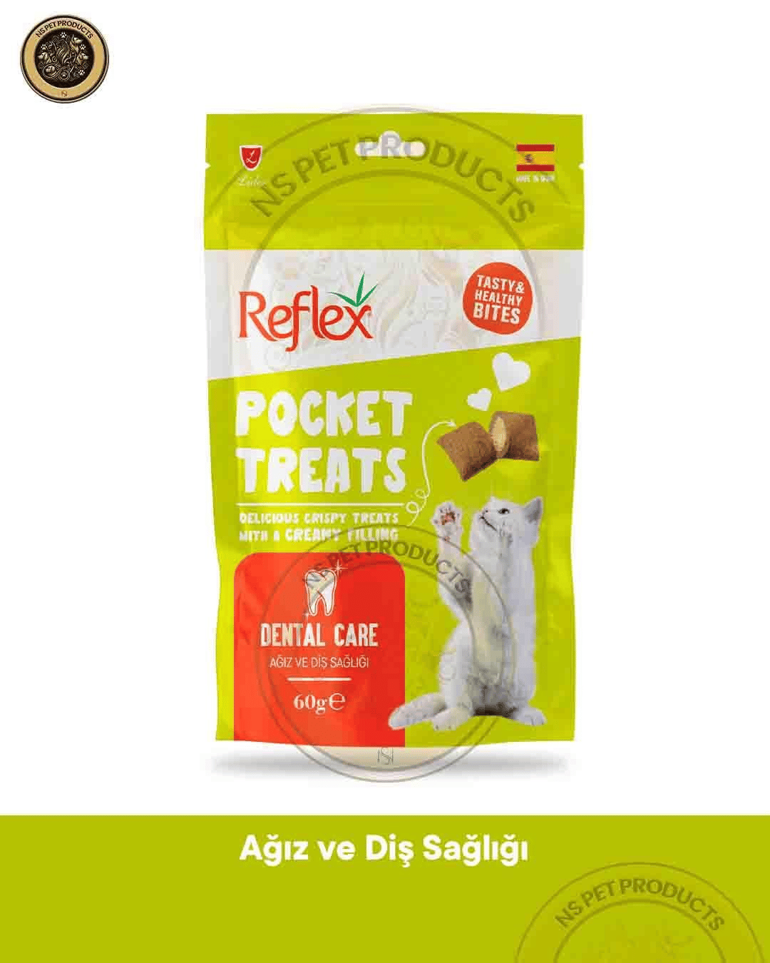 Reflex Pocket Treats Sensitive Hassas Kediler & Dental Care Ağız ve Diş Sağlığı İçin Kedi Ödül Maması Seti 2x60 gram