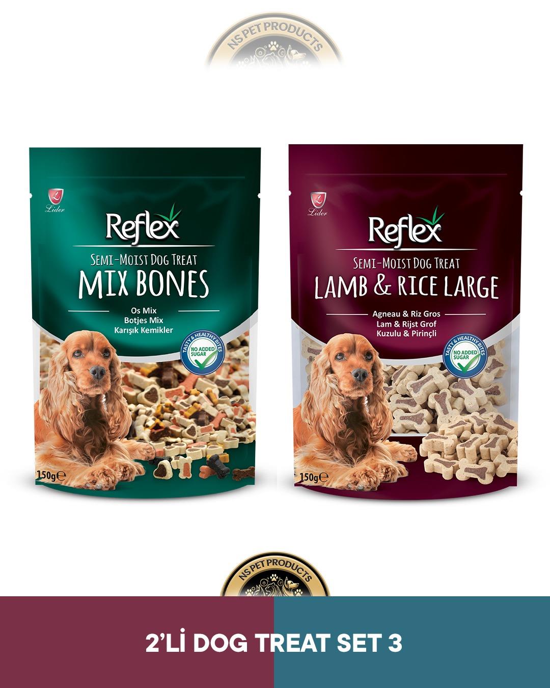Semi-Moist Mix Bones & Kuzu Pirinç Large Köpek Ödül Maması Seti 2x150 gram