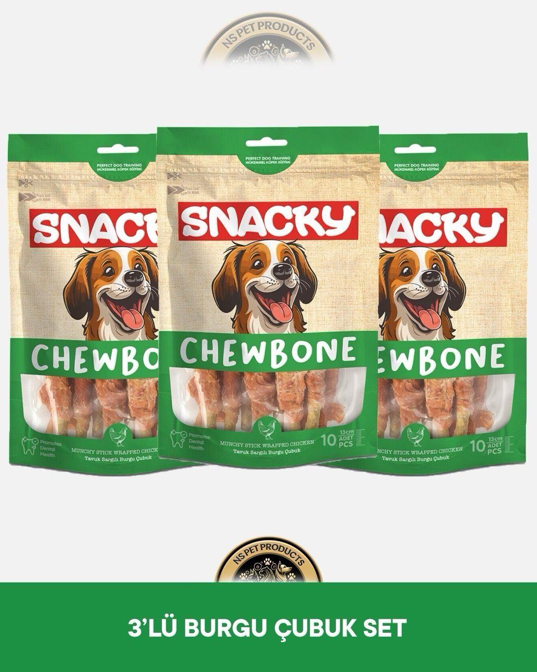 Snacky Munchy Tavuk Sargılı Burgu Çubuk Köpek Ödül Maması 10'lu 13 cm 120 gram x 3 adet