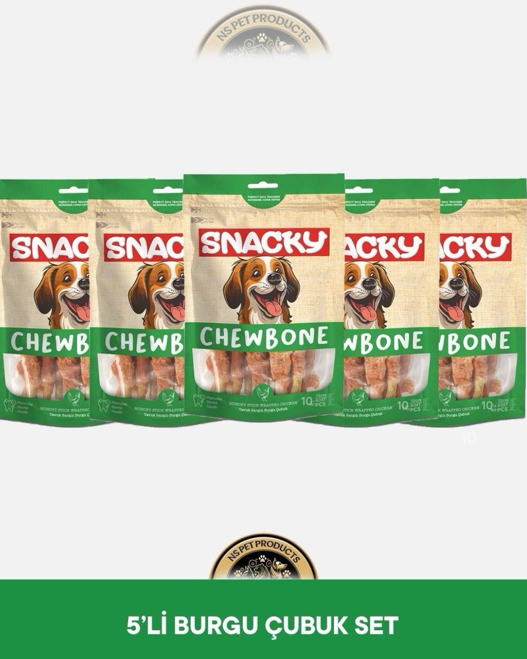 Snacky Munchy Tavuk Sargılı Burgu Çubuk Köpek Ödül Maması 10'lu 13 cm 120 gram x 5 adet