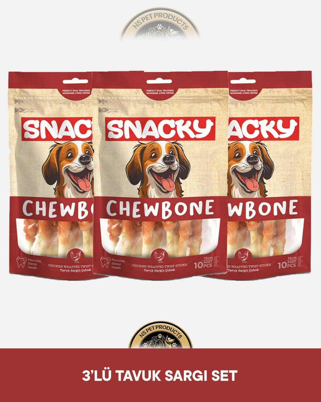 Snacky Tavuk Sargılı Çubuk Köpek Ödül Maması 10'lu 13 cm 100 gram x 3 adet