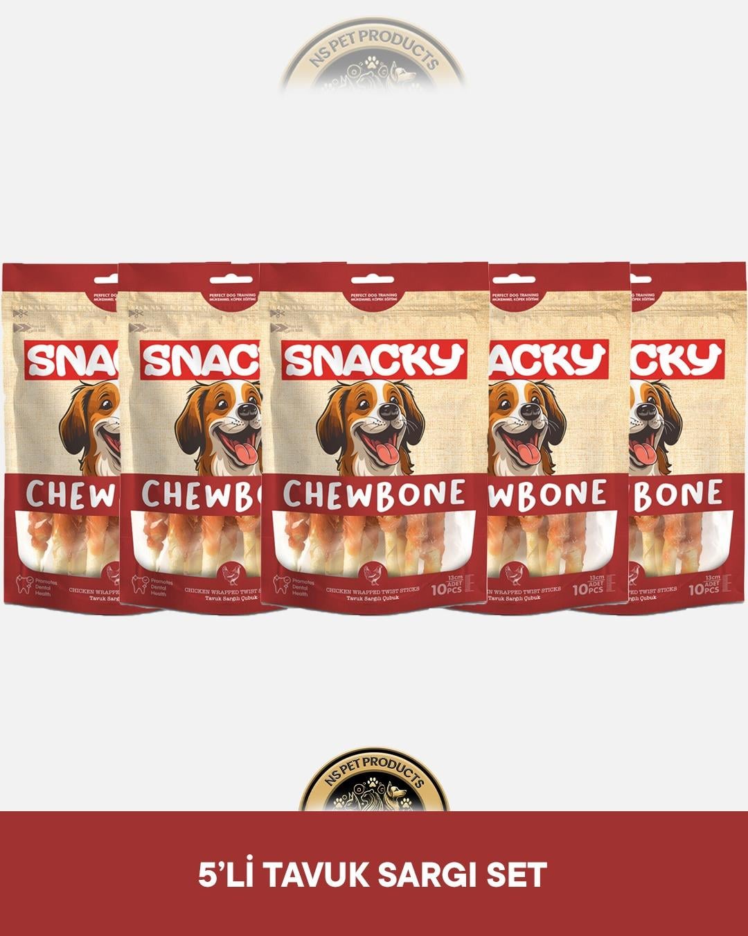 Snacky Tavuk Sargılı Çubuk Köpek Ödül Maması 10'lu 13 cm 100 gram x 5 adet