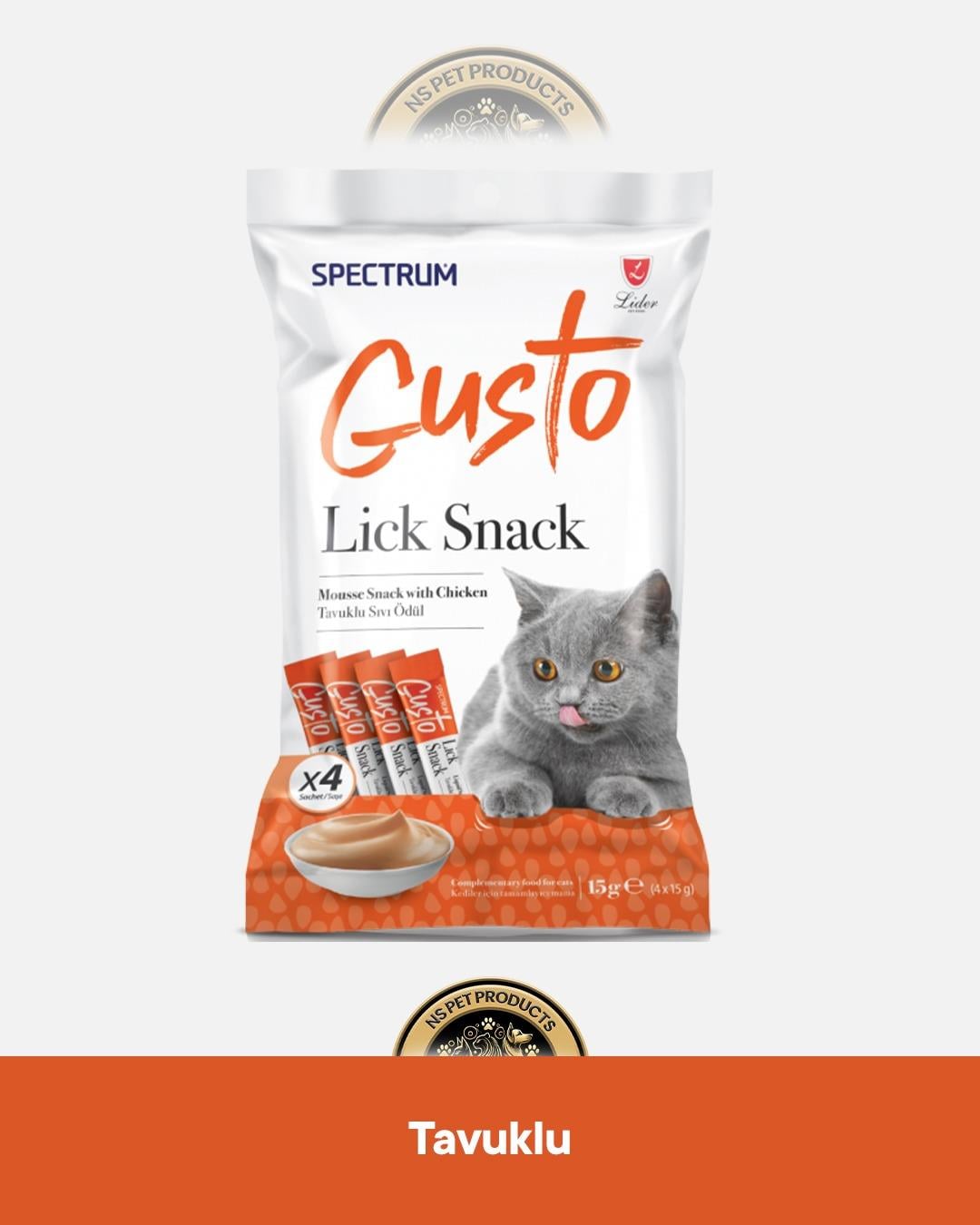 Spectrum Gusto Lick Snack Tavuklu Sıvı Kedi Ödül Maması 1 Adet-4x15 Gram