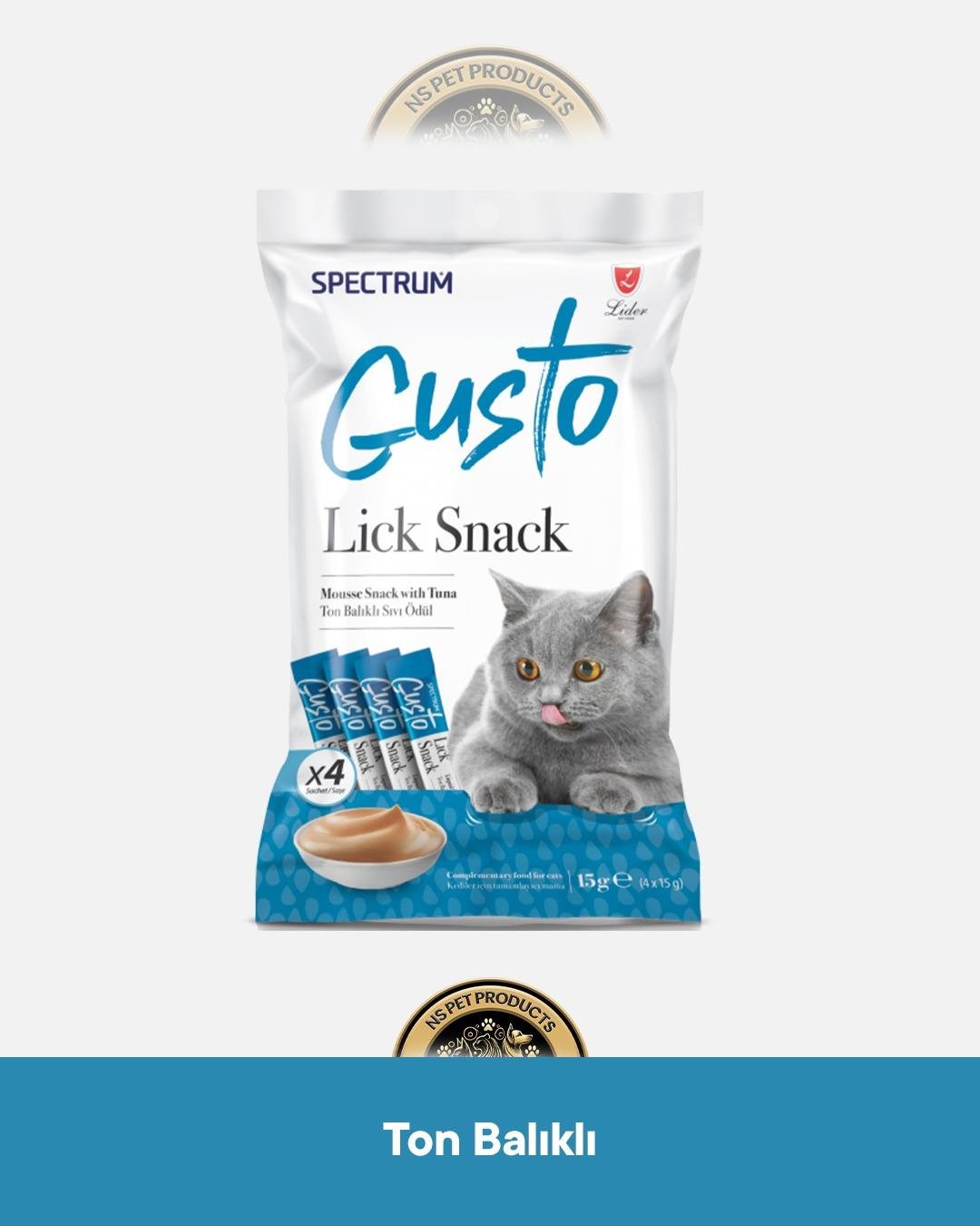 Spectrum Gusto Lick Snack Ton Balıklı Sıvı Kedi Ödül Maması 10 Adet-4x15 gram