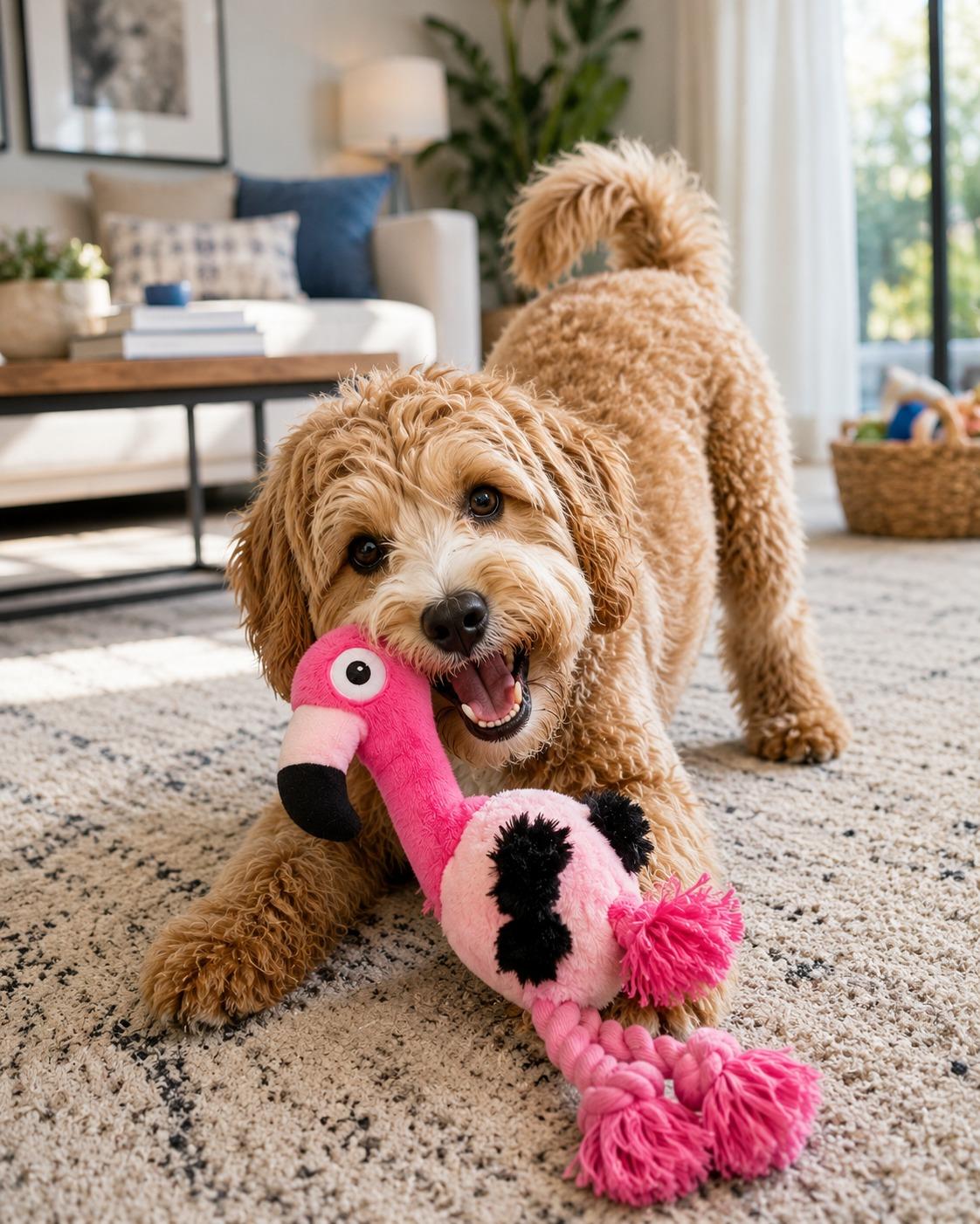 Ultrasonik Flamingo Peluş Köpek Oyuncağı 27x22x9 cm