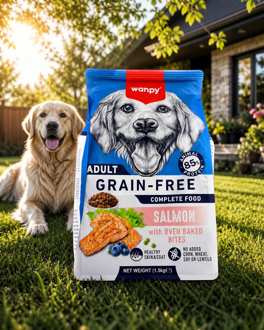 Wanpy Adult Grain-Free Somonlu Yetişkin Köpek Maması 1.5 kg Tahılsız Fırınlanmış Taneli Köpek Maması