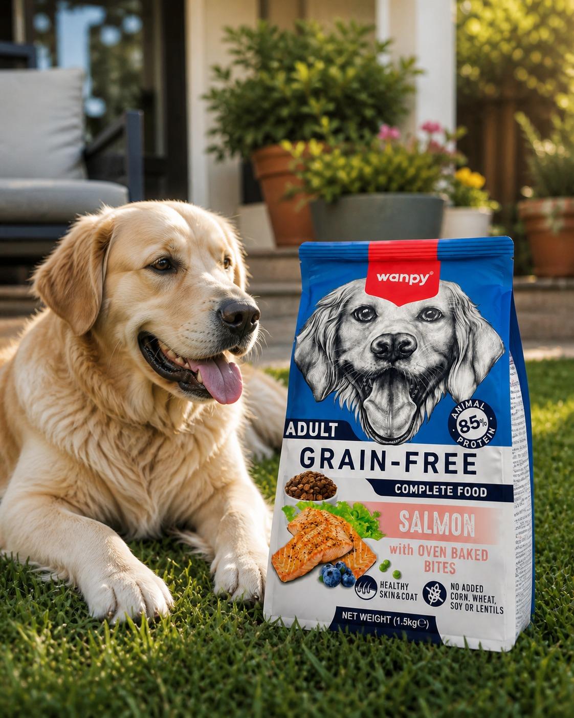 Wanpy Adult Grain-Free Somonlu Yetişkin Köpek Maması 1.5 kg Tahılsız Fırınlanmış Taneli Köpek Maması