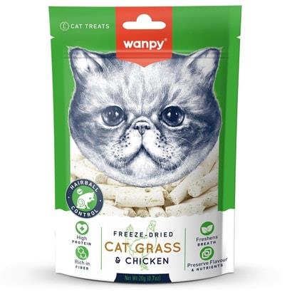 Wanpy Kedi Dondurulmuş Kedi Çimi ve Tavuklu Ödül 20 gr