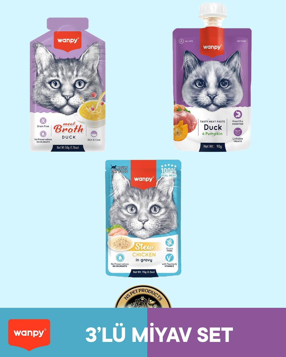 Wanpy Kedi Maması 3'lü Miyav Set