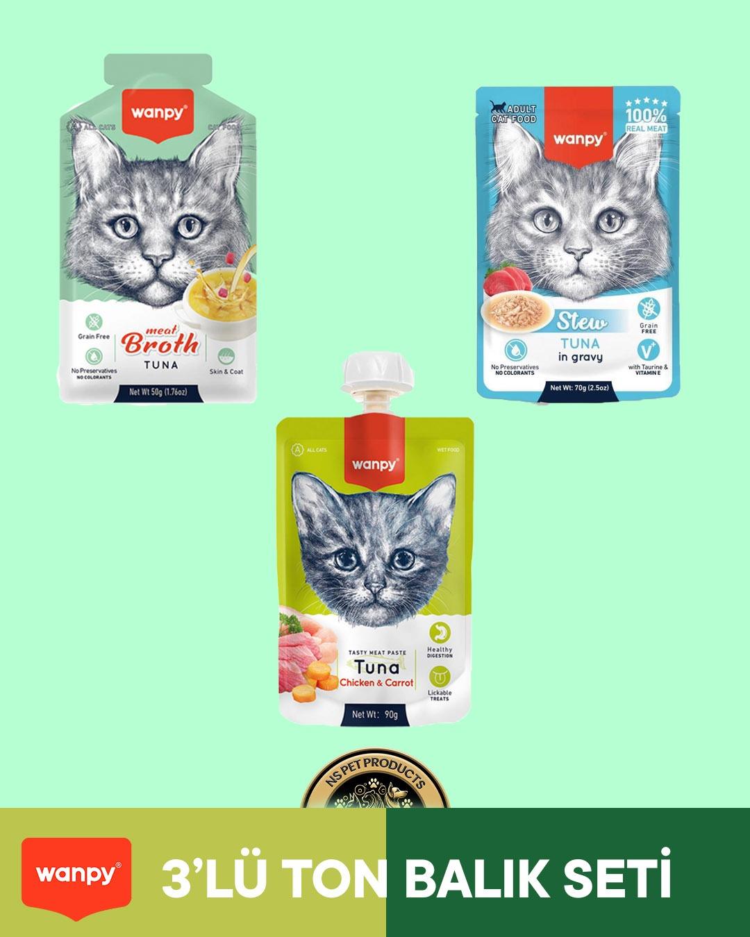 Wanpy Kedi Maması 3'lü Ton Balık Set