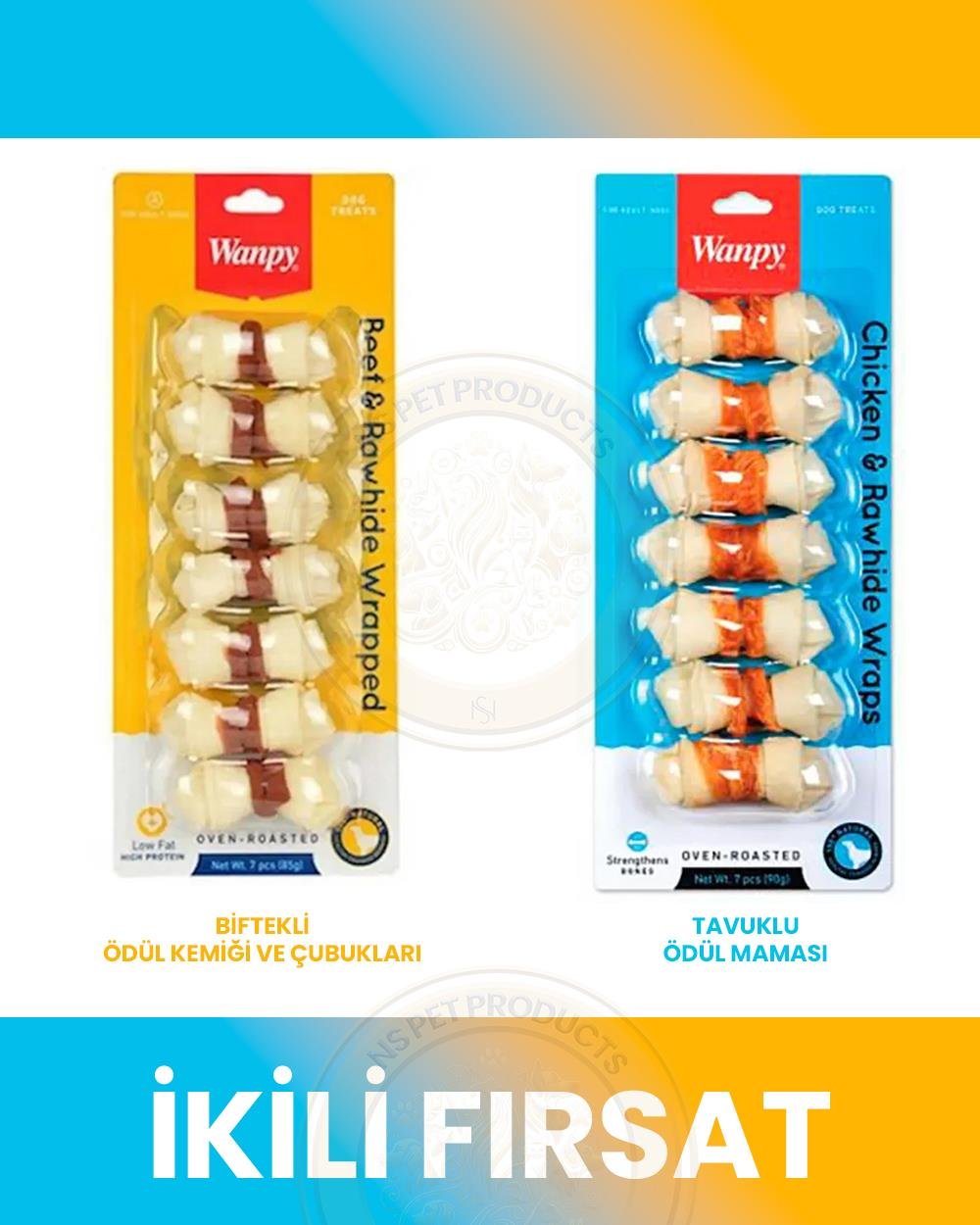 Wanpy Kemik Üzerine Et Sargılı Ödül 2x85gr (Biftek-Tavuk)