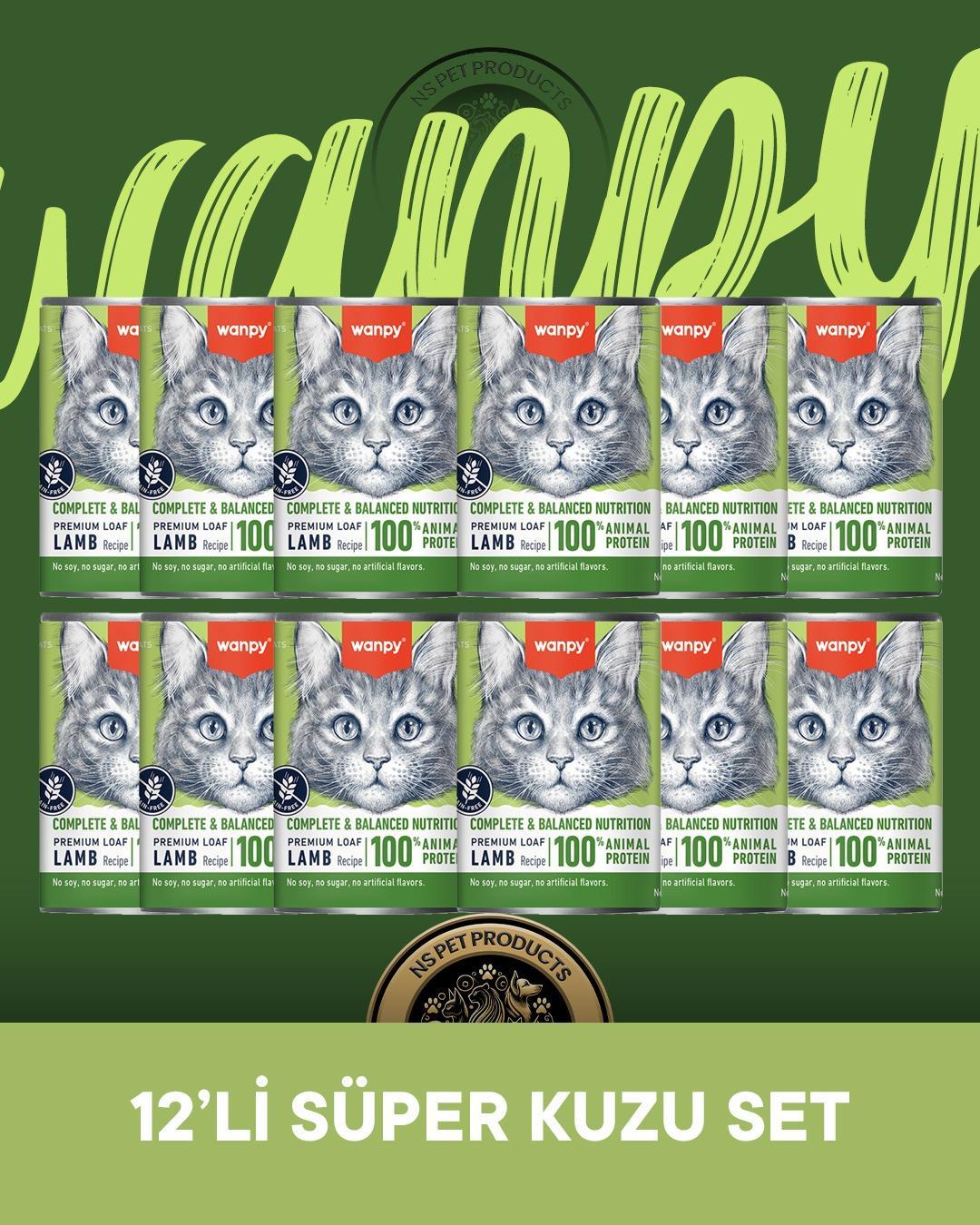 Wanpy Kuzu Etli Ezme Kedi Konservesi 12x375 gr