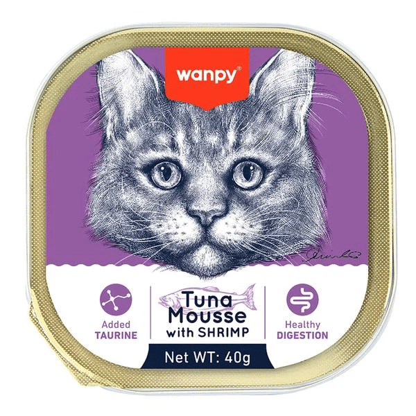 Wanpy Mousse Ton Balıklı Alutray & Ton Balıklı - Morina Balıklı Alutray & Ton Balıklı - Karidesli Alutray & Ton Balıklı - Tavuklu Alutray Kedi Yaş Maması Seti 4x40 gr