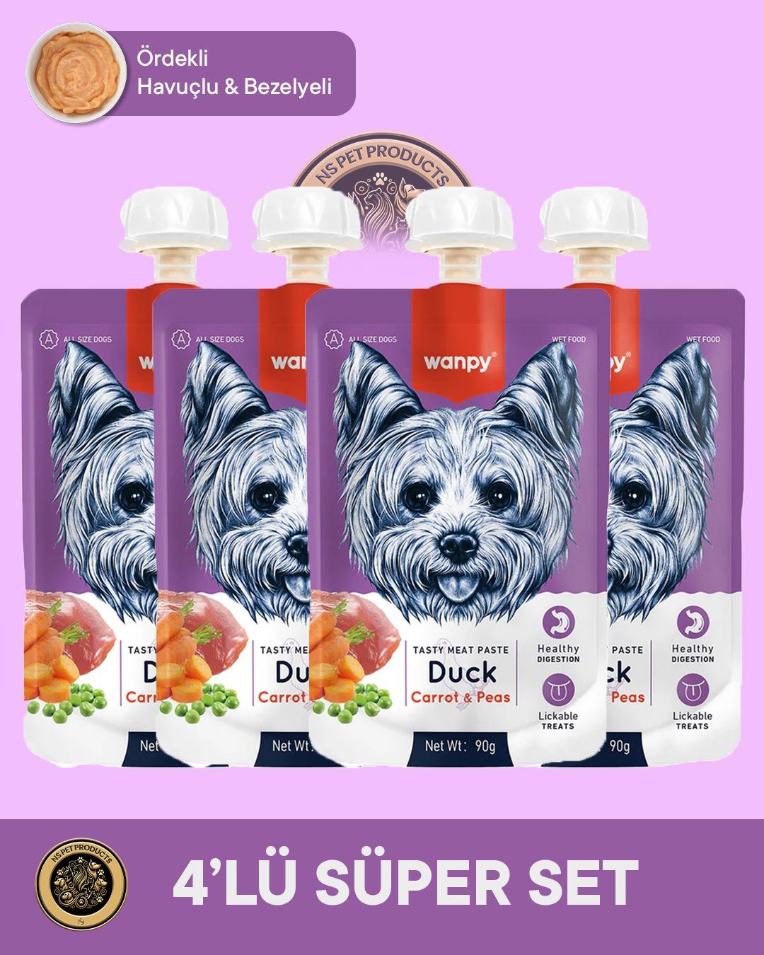 Wanpy Ördek Etli Ve Havuçlu Köpek Et Ezmesi 4'lü – 90 g × 4 Paket