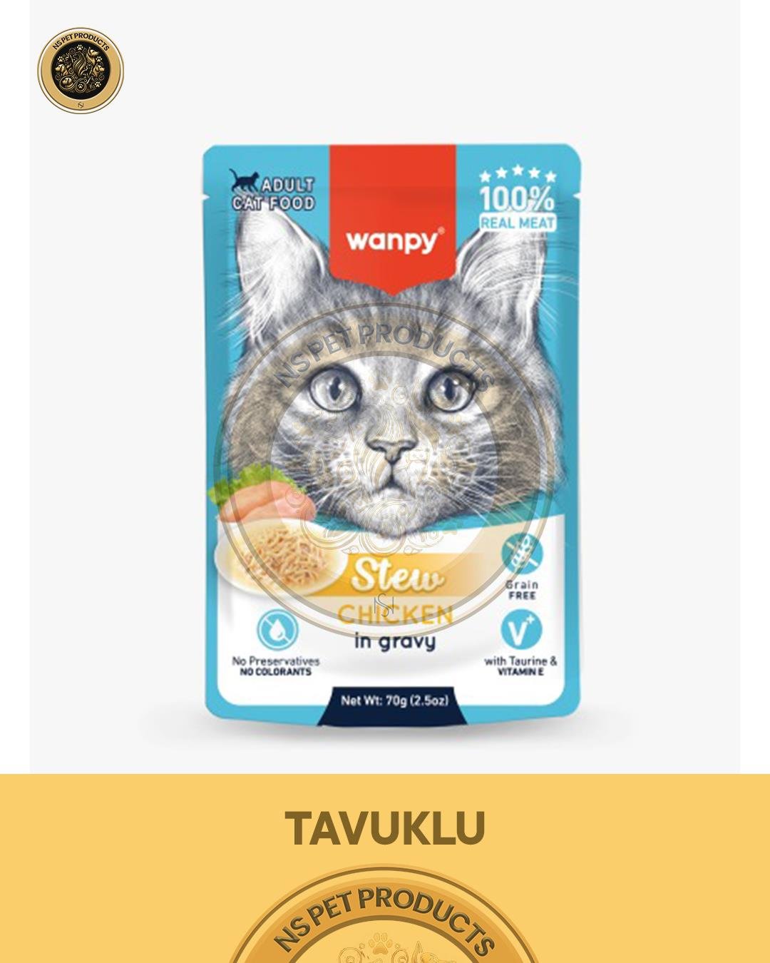 Wanpy Pouch 4lü Avantaj Paketi Yetişkin Yaş Kedi Maması 4x70gr