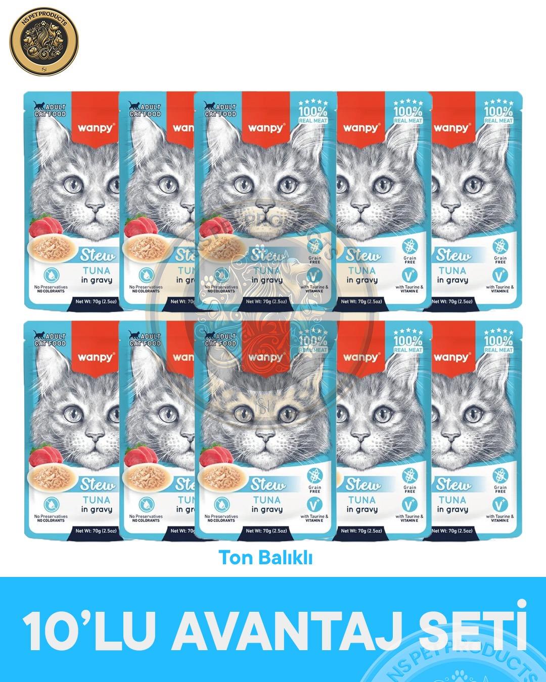 Wanpy Pouch Ton Balıklı Yaş Kedi Maması 10x70gr