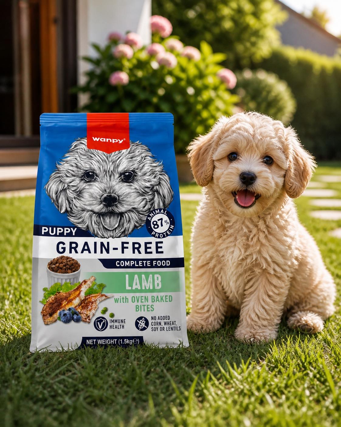 Wanpy Puppy Grain-Free Kuzulu Yavru Köpek Maması 1.5 kg Tahılsız Fırınlanmış Taneli Köpek Maması