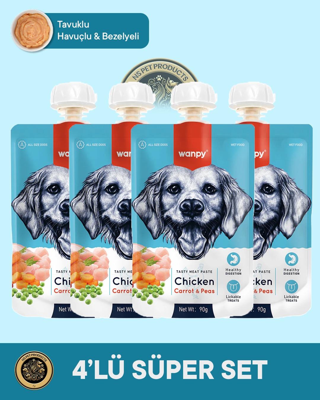 Wanpy Tavuklu Ve Havuçlu Köpek Et Ezmesi 4'lü – 90 g × 4 Paket