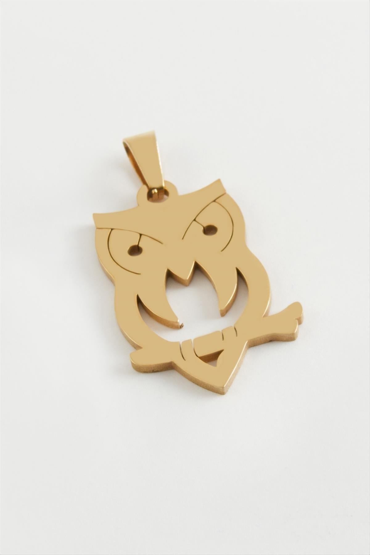 Baykuş Çelik Kolye Ucu 3 cm