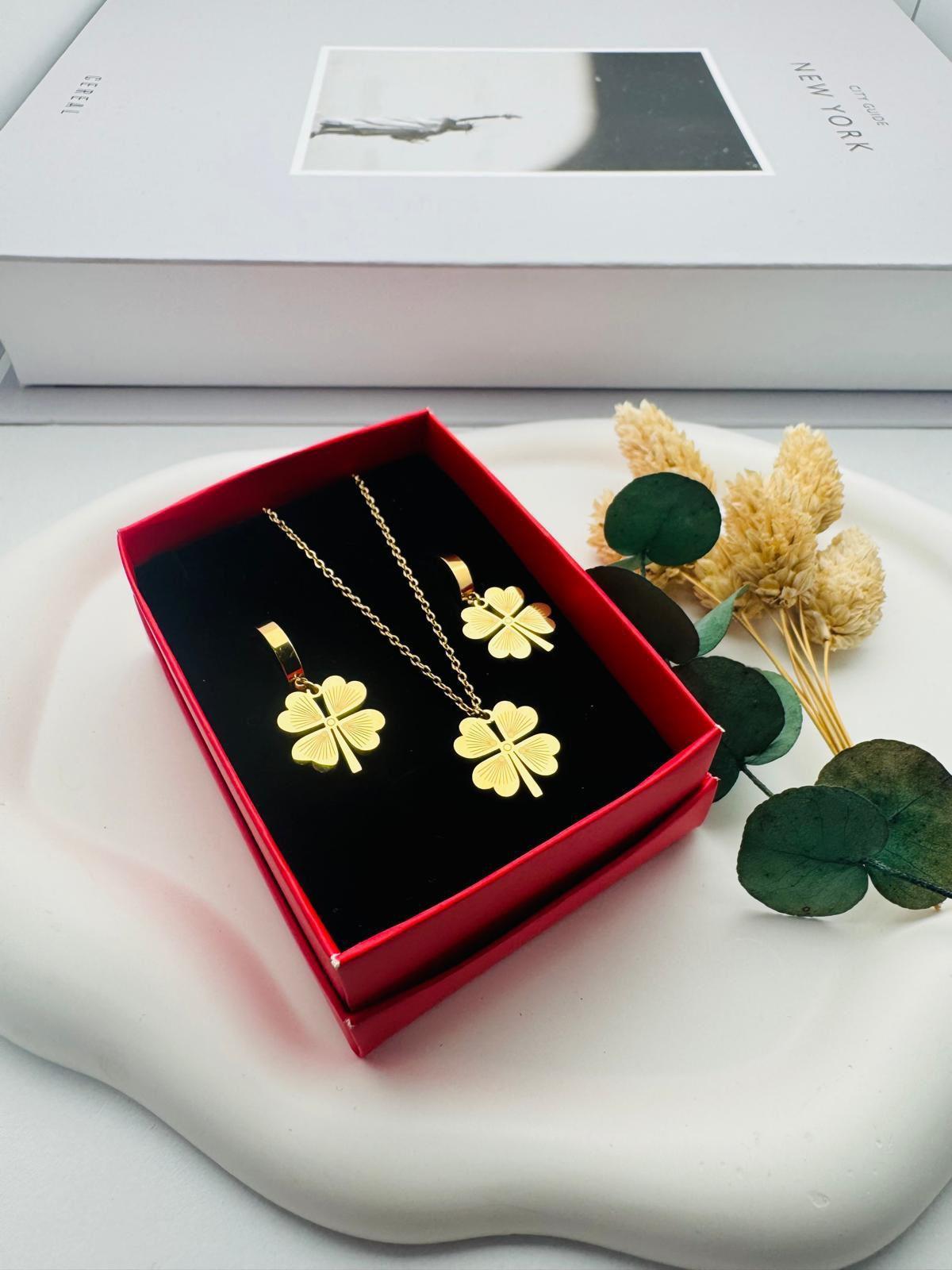 Çelik Kolye ve Küpe (Gold) 0106343